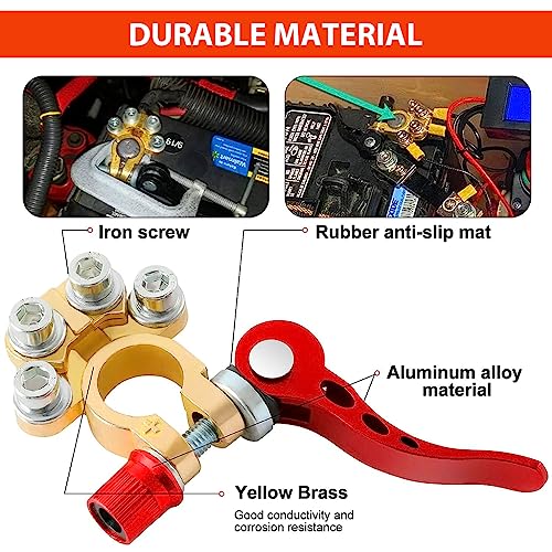 ZIBUYU® Car Battery Terminal Clamp Quick Release Clip Adjustable Connector Kit with Accessories Applicable to SAE JIS A Type Post Compatible with Cars Trucks 2PCS