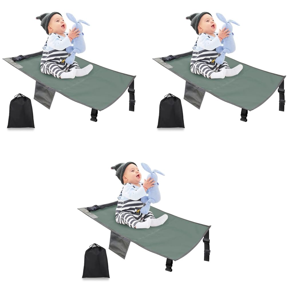HASTHIP Airplane Footrest for Kids with Adjustable Straps 79×44cm Grey | Toddler Travel Bed