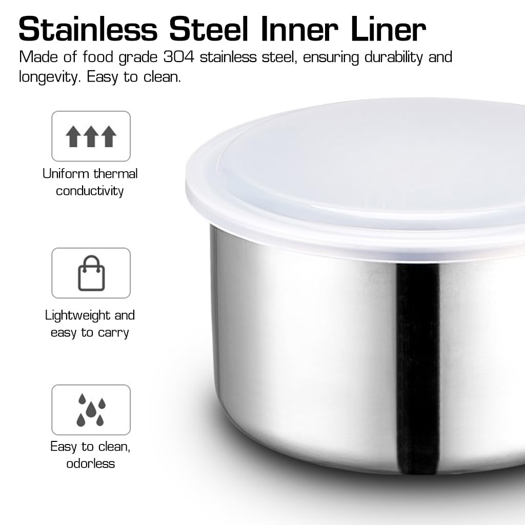 Supvox Electric Lunch Box for Home Office Travel with 4 × 500 ml Bowls and Dual Layer Heating | 304 Stainless Steel Food Warmer