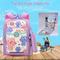 PALAY® School Backpack for Girls Backpack on Wheel SchoolGirls 6-12 Years Old Waterproof Cartoon Print Girls Backpack with Detachable Wheel Stand Lightweight Travel Backpack for Kids