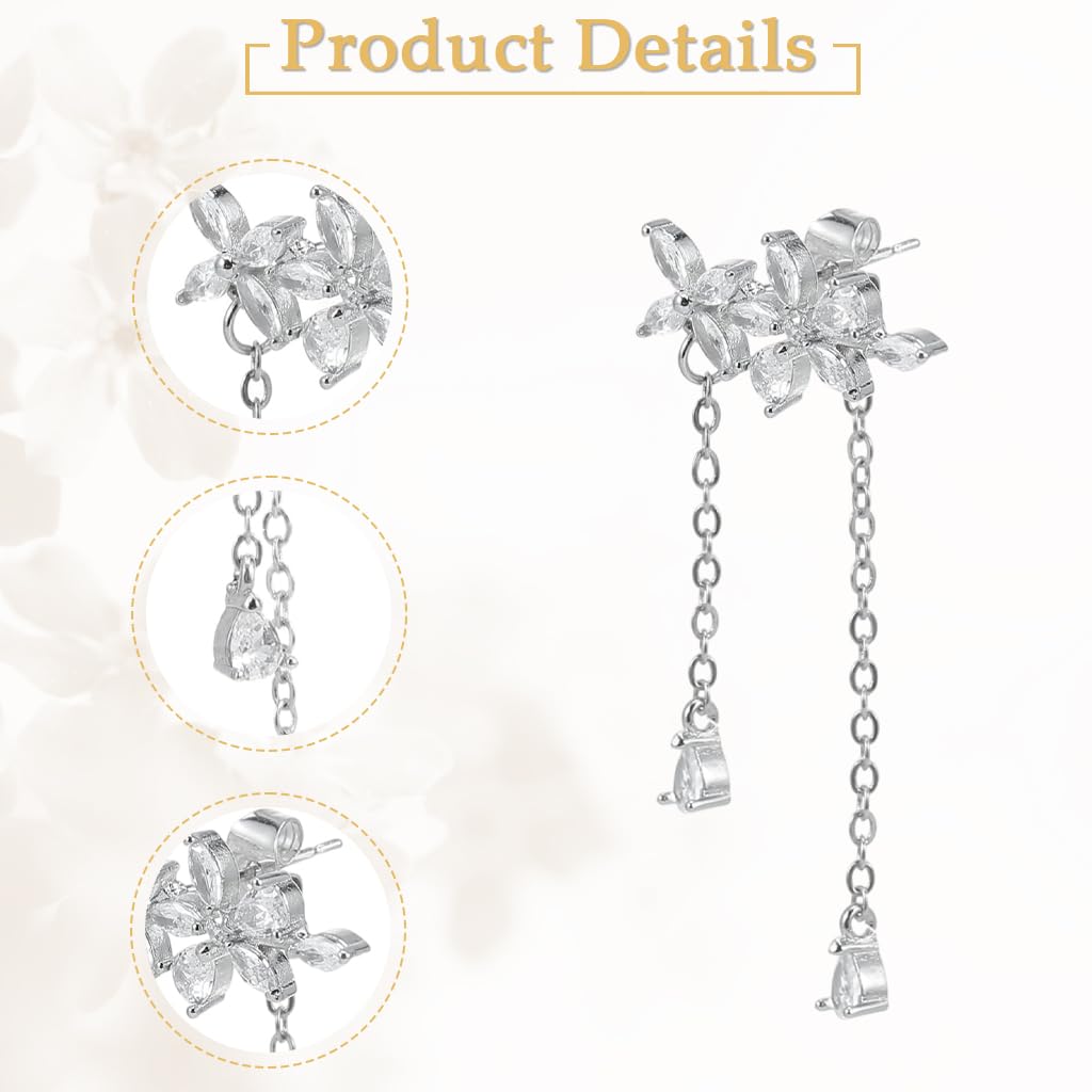 ZIBUYU Long Earrings for Women with Detachable Tassel Threader Design and Floral Motifs | Hypoallergenic Jewelry Gift