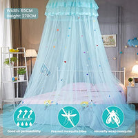 HASTHIP® Mosquito Net for Double Room,Double Bed,Queen Size, Round Ceiling Hanging, Polyester Net, Kids Room Mosquito Net,Lace Edging (Blue)