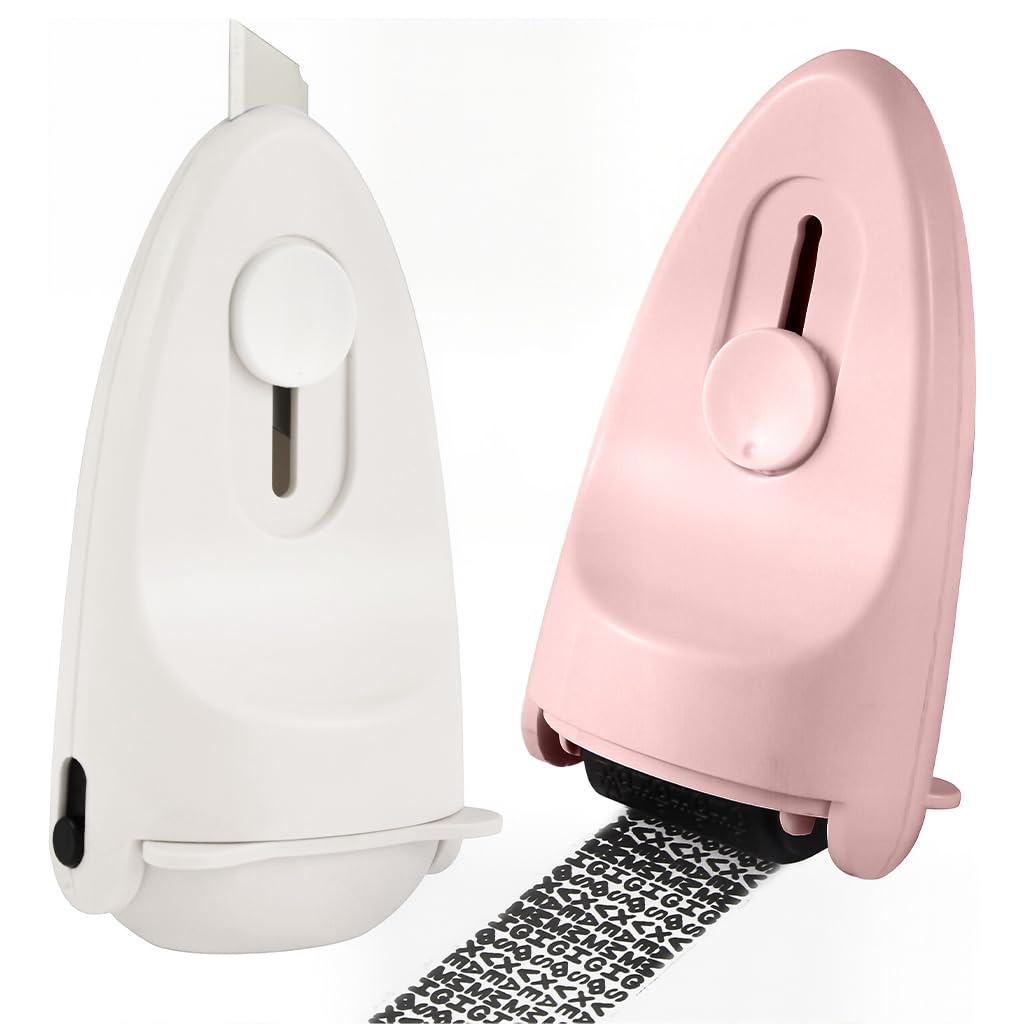 OFIFO Confidential Roller Stamp for Privacy Protection with 0.9 in Wide Pattern | Refillable Ink and Telescopic Box Cutter