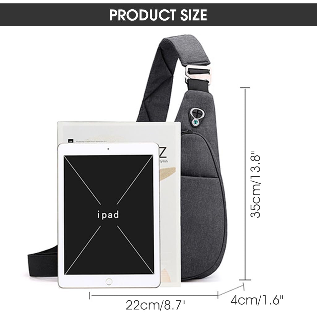 GUSTAVE® Sling Bag for Men Waterproof Fanny Pack Cross Body Bag Stylish Side Bag with Adujustable Shoulder Strap Lightweight for Outdoor, Travel, Hiking, Sports