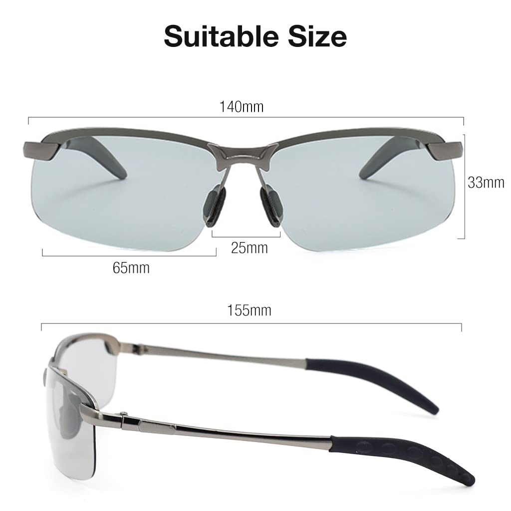 PALAY Polarized Sunglasses for Driving and Fishing with UV400 Photochromic Lens | Zinc Alloy Frame