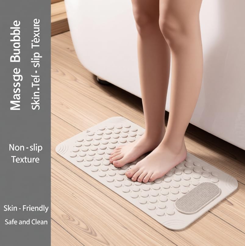 ZIBUYU Foot Scrubber Mat for Shower with Strong Suction Cups and Soft PVC Bristles | Hygienic Home Spa Cleaning