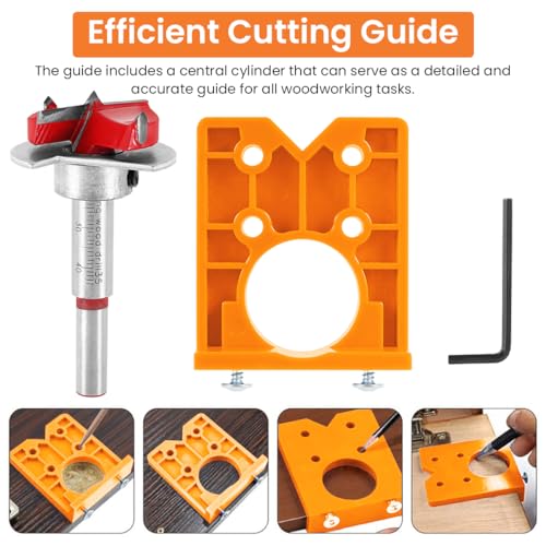 Serplex® 35mm Hinge Hole Drilling Guide Locator Jig for Cabinets Drill Bits Woodworking Door Opener Carpenter Tools Wood Work Accessories 3PCS