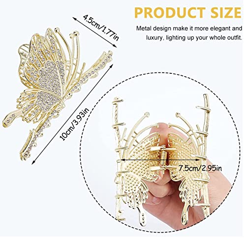 PALAY® Butterfly Hair Claw Clips for Women Sparkly Rhinestone Large Clutchers for Hair Non-Slip Metal Hair Clips Strong Big Hair Jaw Clips Gift