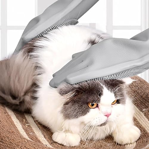 ZIBUYU® Pet Grooming Gloves with Gentle Massaging Bristles for Dog Bathing and Shampoo Application, Effective Hair Removal and Comfortable Pet Care
