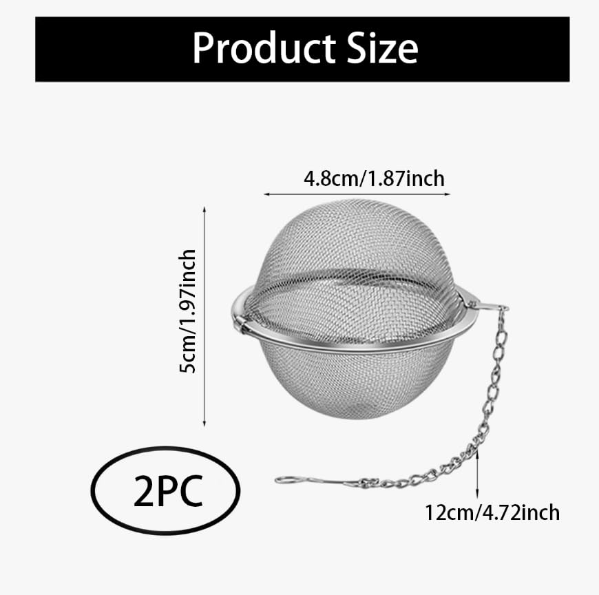 ZIBUYU Tea Strainer Infuser 2pcs for Loose Leaf Tea with Fine Mesh Filter & Reusable Stainless Steel Design