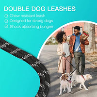 Qpets® Double Dog Leash, Durable Reflective Dog Leash, Soft Paded Handle, Retractable Dogs Leash Anti-Strain Leash Braided Rope No Tangle Dog Leash for Small Medium Large Dogs(Black)