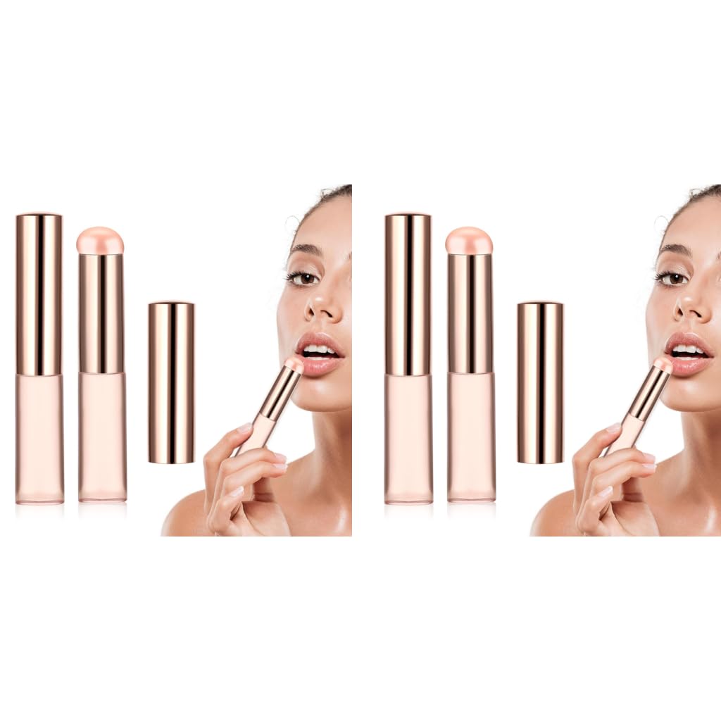 MAYCREATE Silicone Lip Applicator Brush Set for Lipstick and Balm with Dustproof Cap | 4PCS Pink