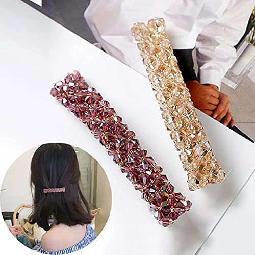 ZIBUYU® Hair Pins for Women Girls Stylist Shiny Barrette Rhinestone Non-Slip Clips Accessories Elegant Gifting Pink Black White 6PCS