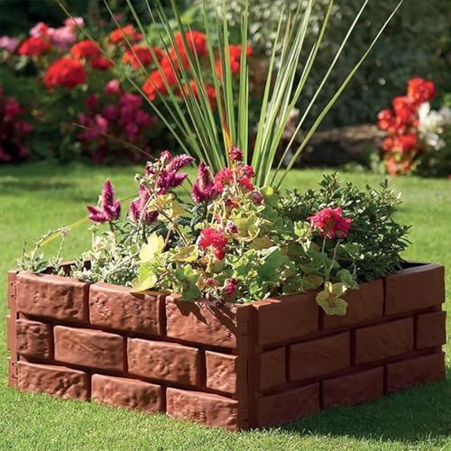HASTHIP® 8PCS Garden Fence Border Decor Fencing Rustic Brick Edging Picket Connectable Decorative for Lawn Pathway Backyard Brown