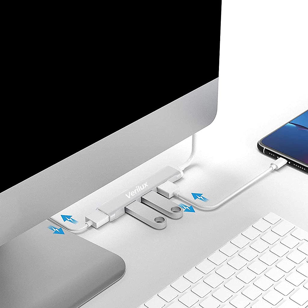 Verilux® USB Hub, 4 USB 3.0 Extender,4 in 1 Multiport USB Hub,Aluminum Alloy,Faster Transmission,USB Hub for Home & Work,Compatible with Most USB Devices