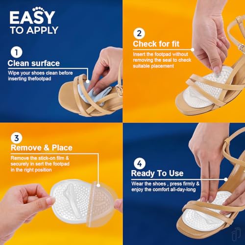 PALAY® Metatarsal Pads for Women, Men Anti Slip Soft Gel Insole Pads Ball of Foot Cushion Pad for Heels, Shoes Metatarsal Pads for Toes Pain Metatarsalgia Dancer Foot Support for High Heels - 2 Pair