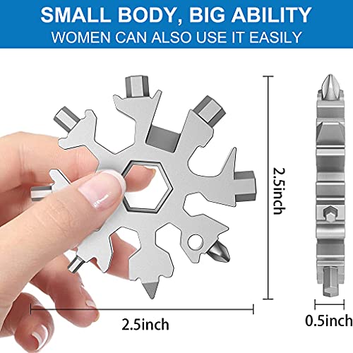 HASTHIP® 18-In-1 Snowflake Multi Tool, Stainless Steel Snowflake Bottle Opener/Flat Phillips Screwdriver Kit/Wrench, All In One Snow Flake Tool For Outdoor Camping Daily, Great Christmas Gift