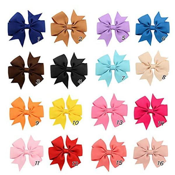 SNOWIE SOFT  20 Pcs Hair Bows for Kids Girls 3 Inch Grosgrain Ribbon Baby Girls Bow Hair Clips Alligator Hair Barrettes Hair Accessories for Infants Toddlers Kids Teens