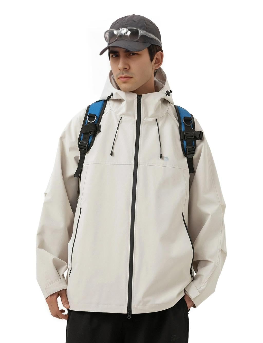Venzina Men's Waterproof Windbreaker Jacket for Hiking and Cycling with 75D Fabric | Light Khaki