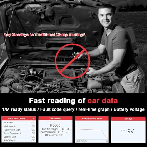 STHIRA® OBD2 Scanner with Upgrade Battery Tester - Diagnostic Tool for Cars That Check Engine Light & Emissions Readiness Read and Clears Vehicle Error Codes
