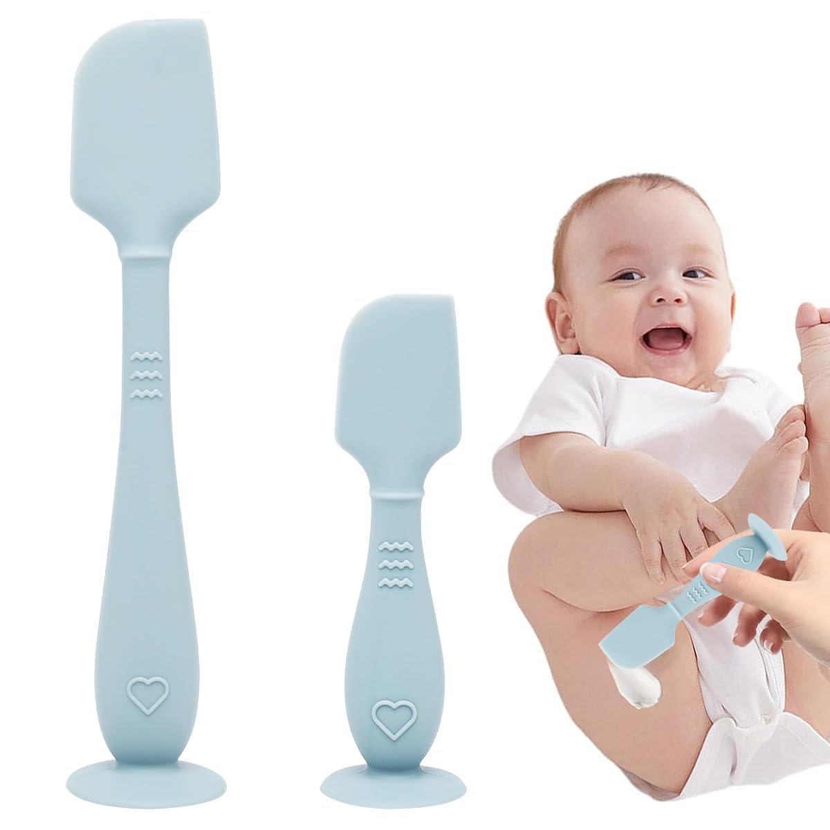 SNOWIE SOFT diaper rash cream spatula set for babies featuring suction cup base and soft silicone design