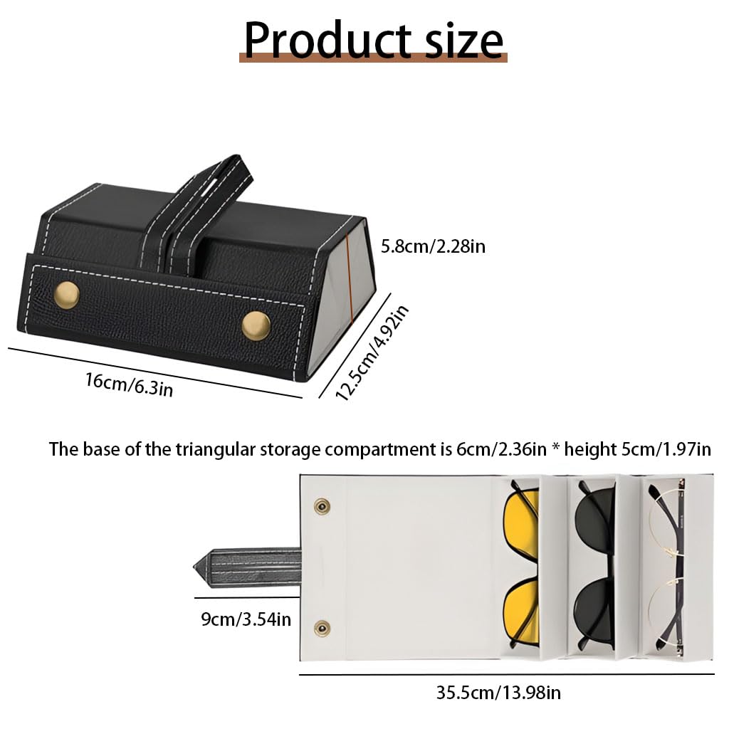 Zibuyu Foldable Sunglasses Travel Case for Eyewear Organization with PU Leather Design | Compact Folding Storage Box