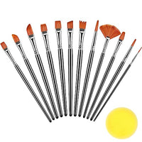 HASTHIP® 16 Pcs Artist Paint Brush Set, Nylon Bristle Acrylic Paint Brushes with Brush Storage Bag, Oil Painting Brush Set for Acrylic Painting, Oil, Watercolor Canvas, Beginners & Professionals