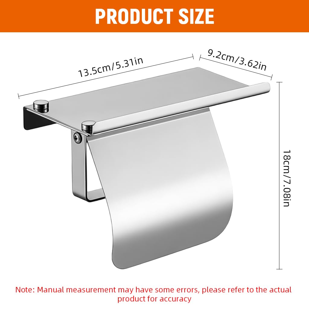 HASTHIP Toilet Paper Roll Holder for Bathroom with Storage Shelf featuring Splashproof Guard Design