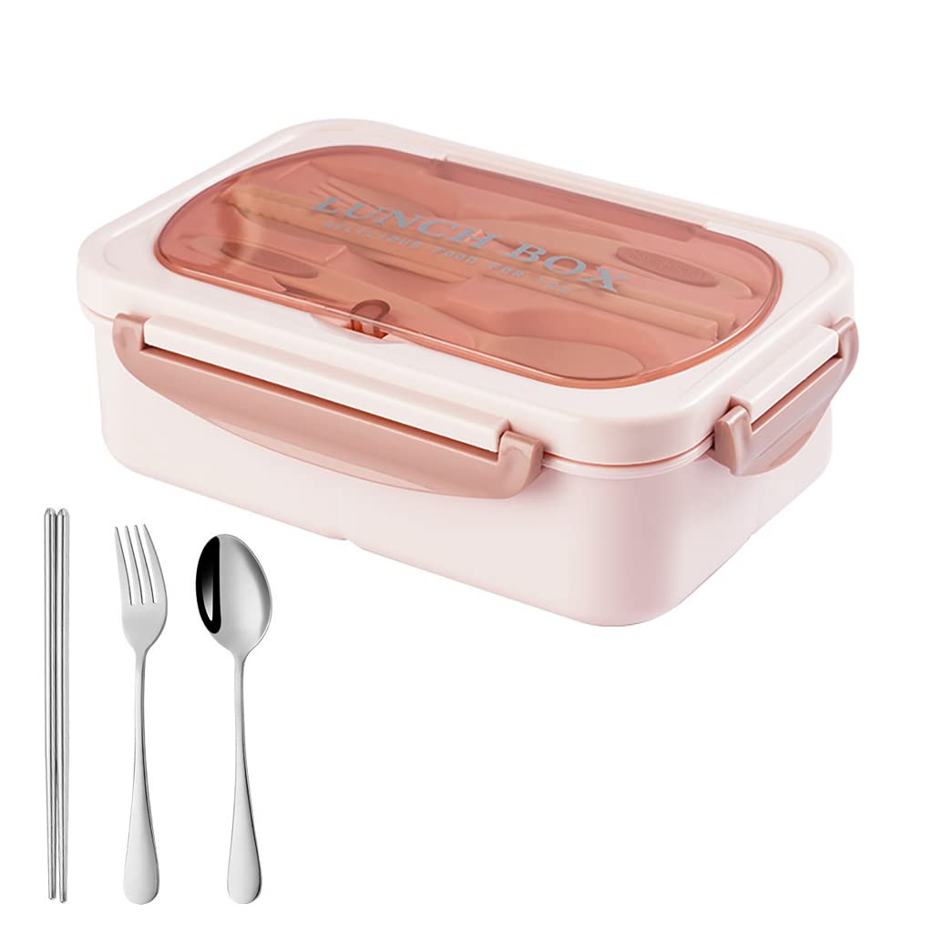 HASTHIP® Lunch Box for Men Women Students Kids with 304 Stainless Steel Inner Gall and Cultery, 1000ML Leakproof Bento Box Portable Lunch Box for School Office Picnic Camping