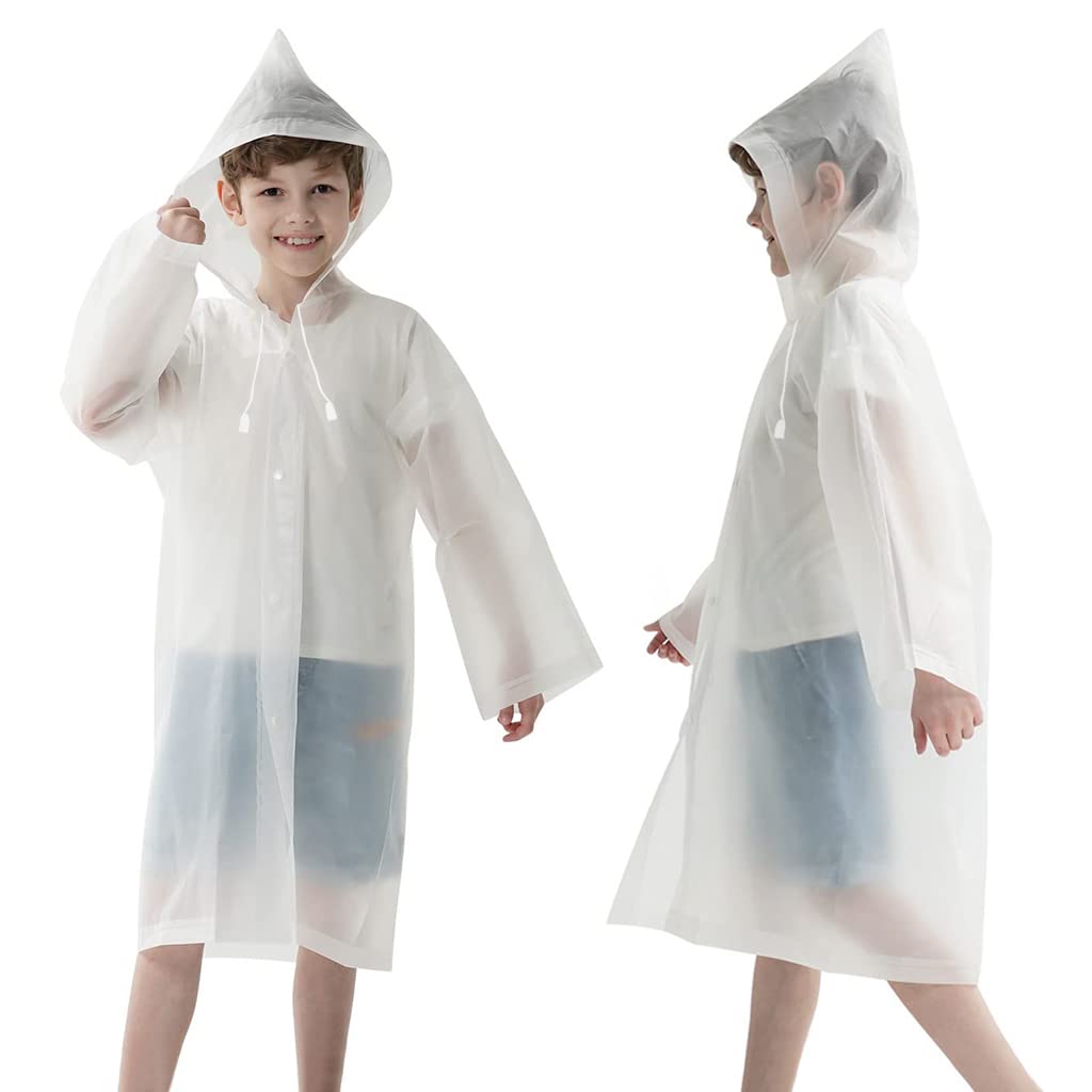 PALAY Kids Raincoat for Outdoor Activities with Snap Button Hood | 2 Pack EVA 0.15mm