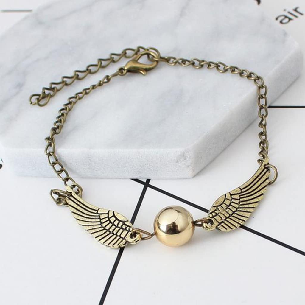 SANNIDHI Necklace with Bracelet for Girls featuring Golden Snitch Charm 01.6x2cm | Alloy Pendant Gift for Teen Girls