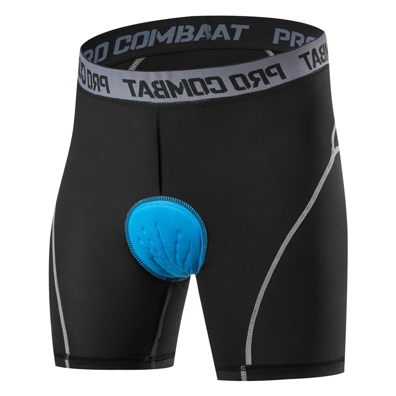 GUSTAVE Cycling Shorts for Men and Women with 3D Padded Cushioning and Quick Dry Blue Fabric