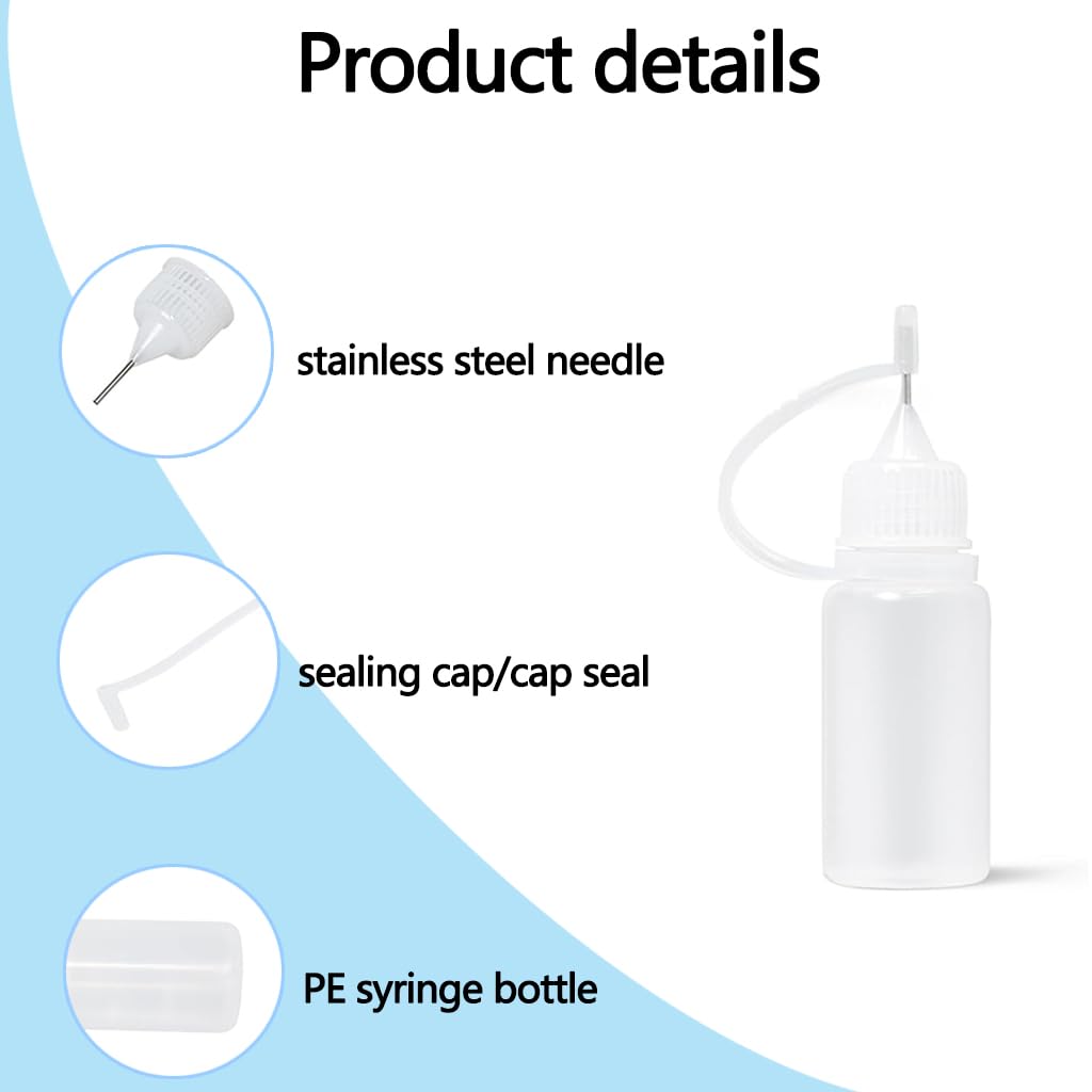 ZIBUYU Precision Needle Tip Glue Applicator Bottle for DIY Crafts featuring Leak Proof 10PC Design | Fine Control for Adhesive and Epoxy