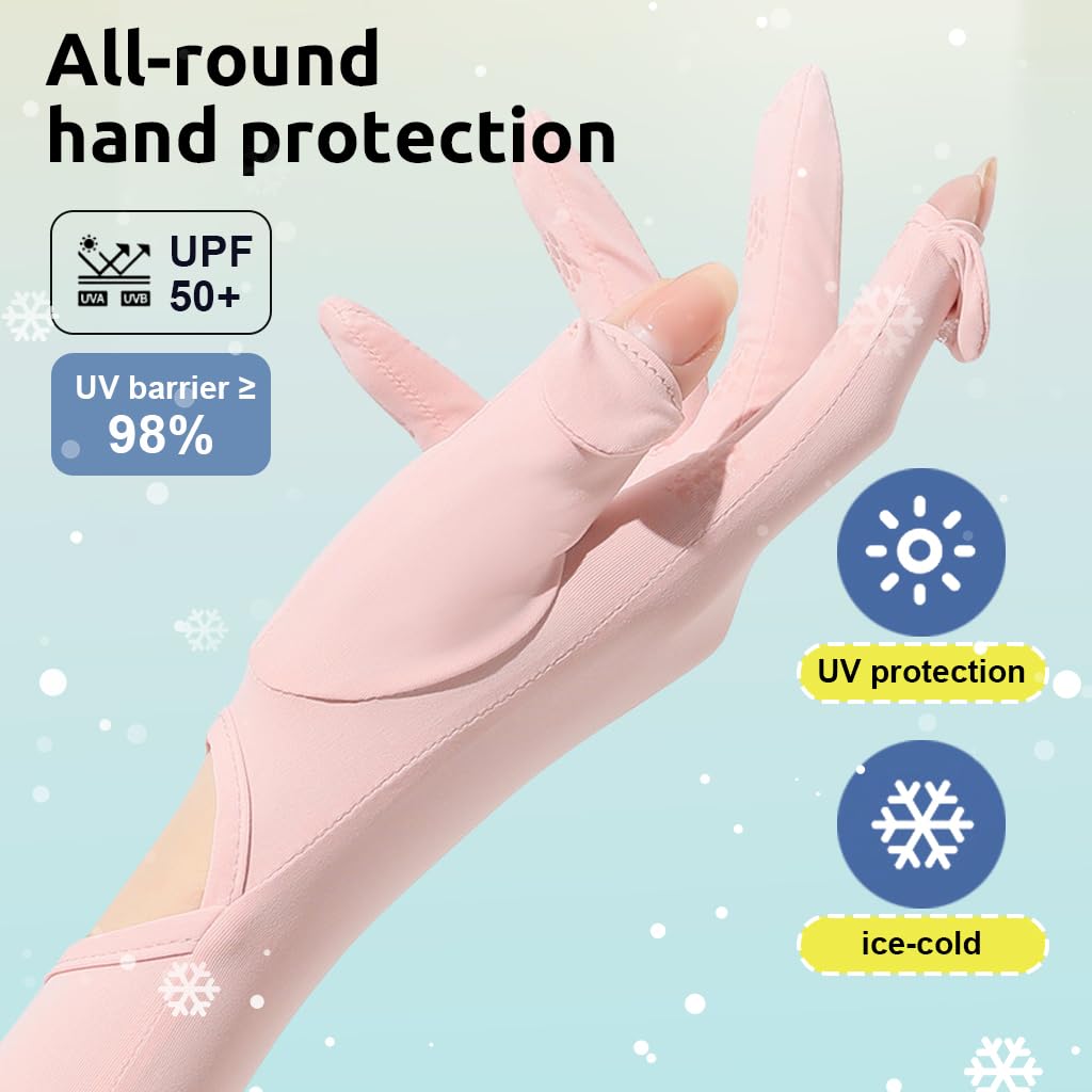 PALAY Hand Gloves for Sun Protection with Cooling Nylon Ice Silk Arm Sleeves for Women