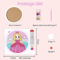 PATPAT® 5D Diamond Painting Kits for Kids Wooden Frame Diamond Arts and Craft Kit Cartoon Princess Diamond Art Kit with Frame & Tool Art Craft DIY Desk Decoration for Girls 6-8 9-12 Gift for Kids