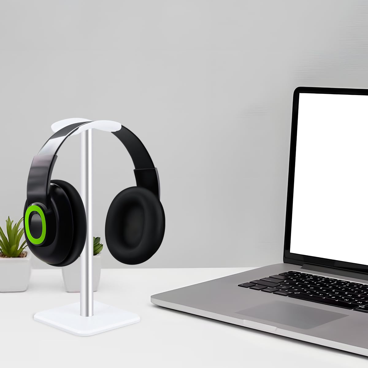 ZORBES Headphone Stand for Desktop Gaming with 8.86 in Height and Anti Slip Base | White Aluminum Holder