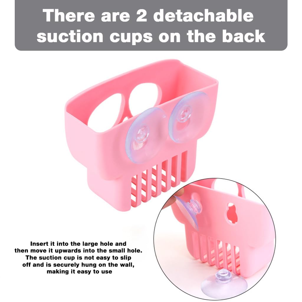 ZIBUYU Kitchen Sink Sponge Holder 3Pcs Set with Suction Cup featuring Skull Face PP Design