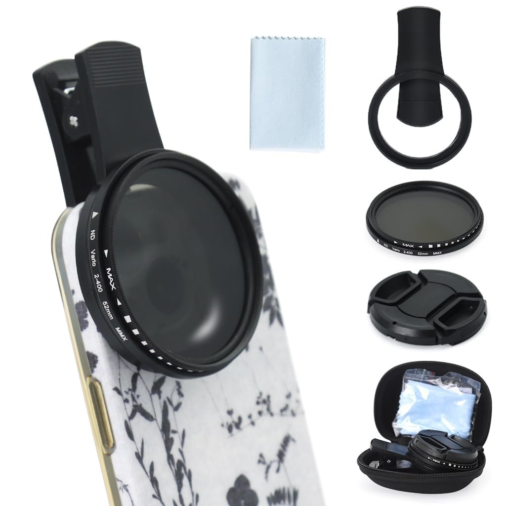 ZORBES Variable ND2 ND400 Filter for iPhone with 52MM Clip on Design | Adjustable Light Control