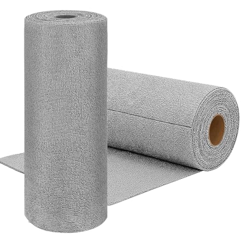 HASTHIP® 15-Count Microfiber Cleaning Cloth Roll 25x40cm Absorbent Car Clothes Microfiber Reusable Kitchen Towels Roll Dusting Dish Cloth Pre-Cut Tear Away Kitchen Cleaning Clothes (Grey)