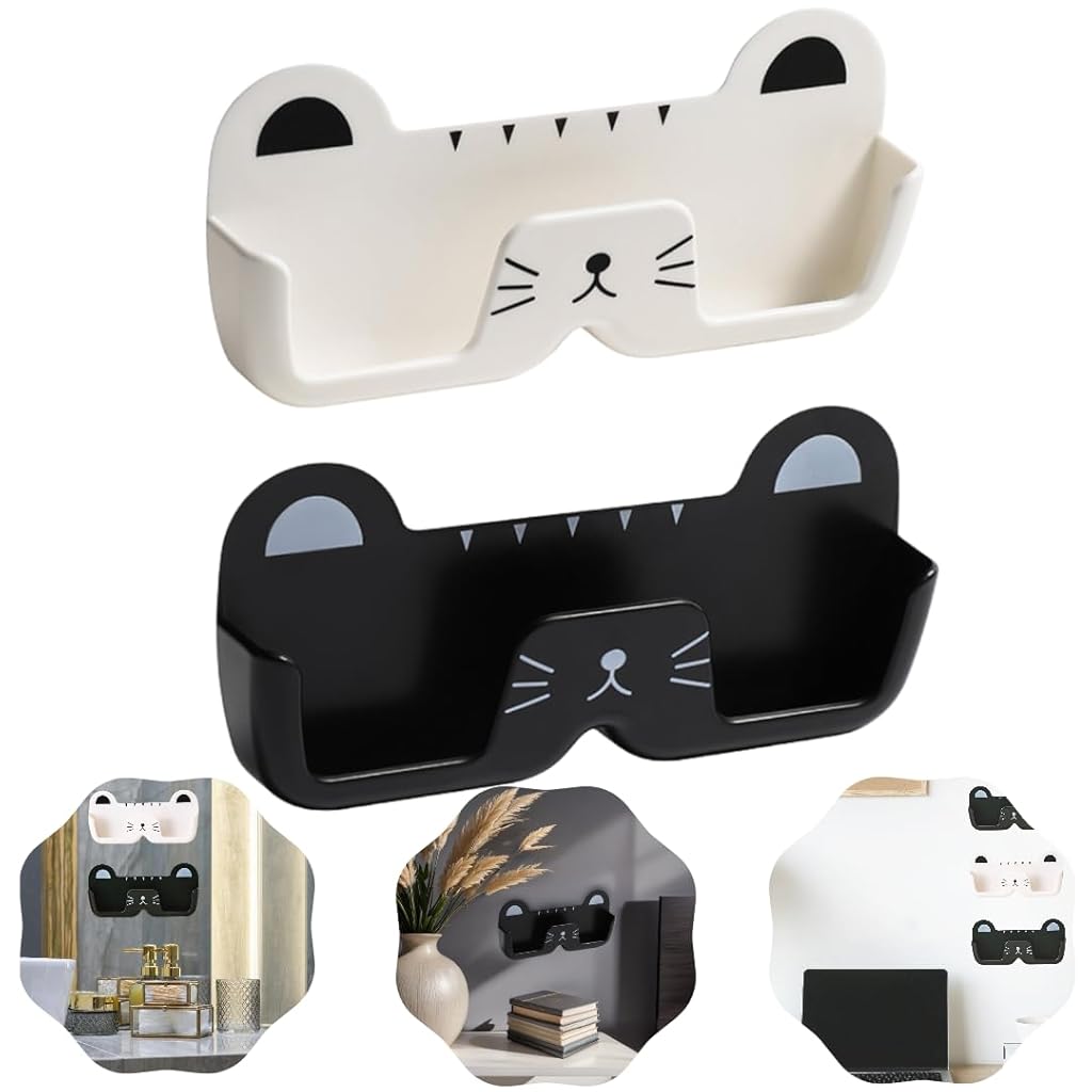 HASTHIP® 2PCS Sunglass Organizer Wall, Cat-Shaped Sunglasses Holder Organizer Wall, Drill-Free Glasses Organizer Display for Entryway Living Room Bedroom Bathroom