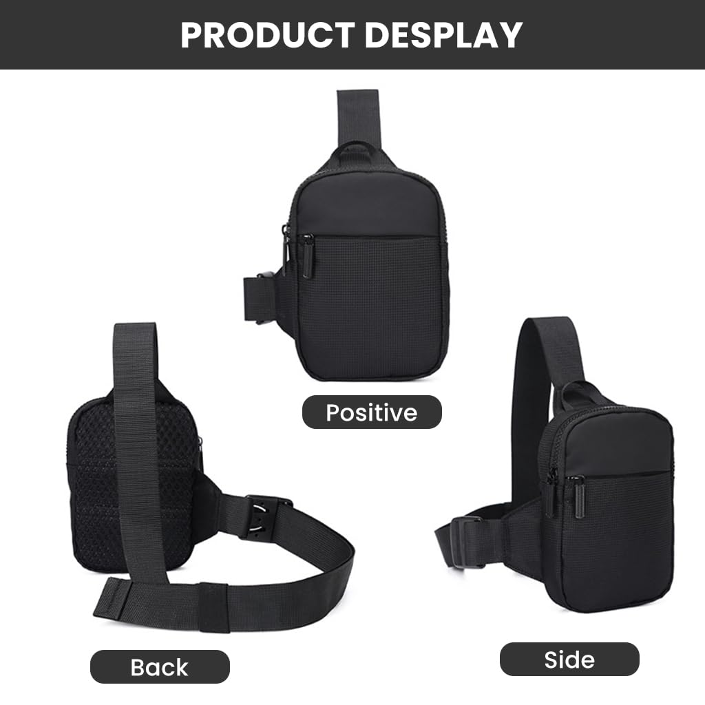 GUSTAVE Small Sling Bag for Men with Double Zipper Compartments 5.7x1.8x7.5 in | Waterproof Nylon Crossbody