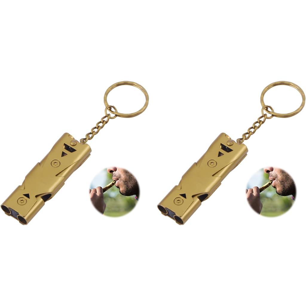ZIBUYU Emergency Whistles for Outdoor Safety with Keychain and Stainless Steel Build 2PCS