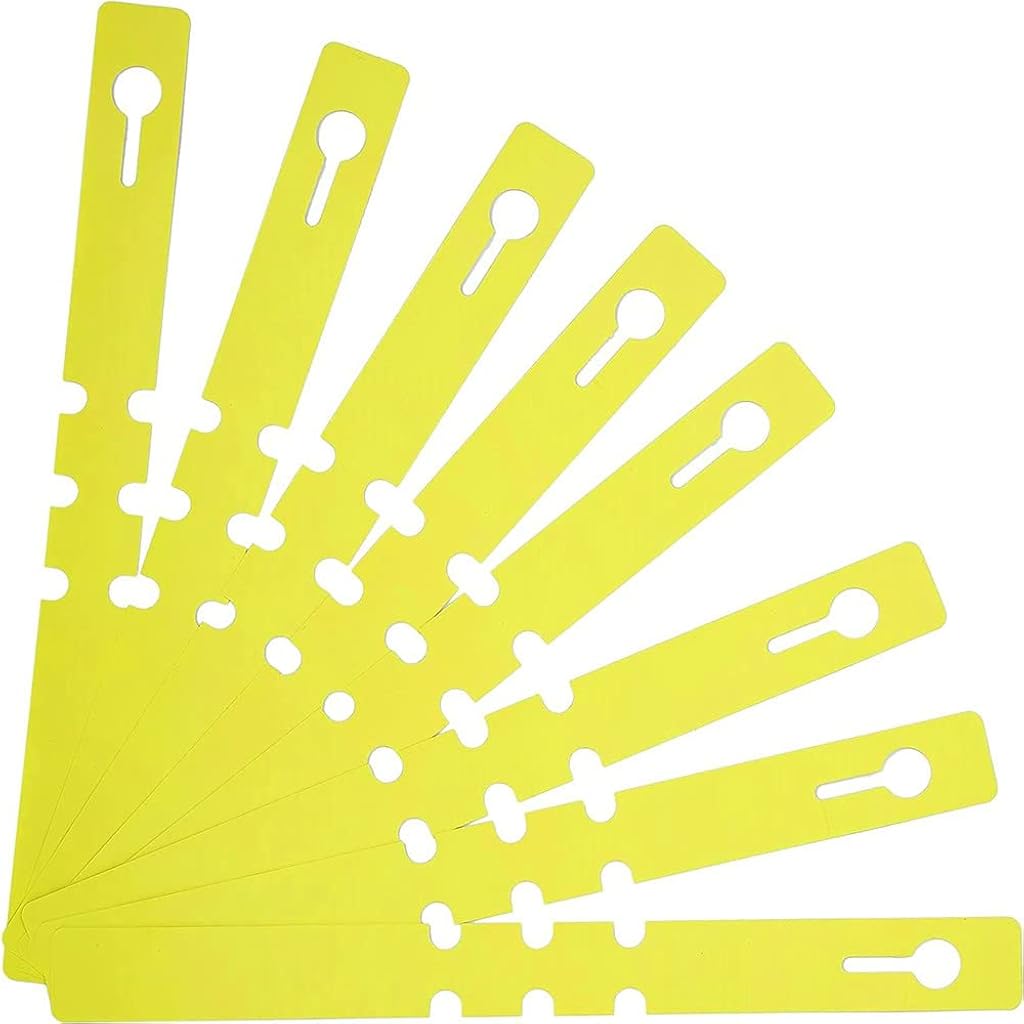 HASTHIP® 100-Count Plant Labels Yellow Garden Tags PVC Waterproof Plant Name Tags Plant Markers Anti-lost Loop Markers for Orchard, Garden, Green House
