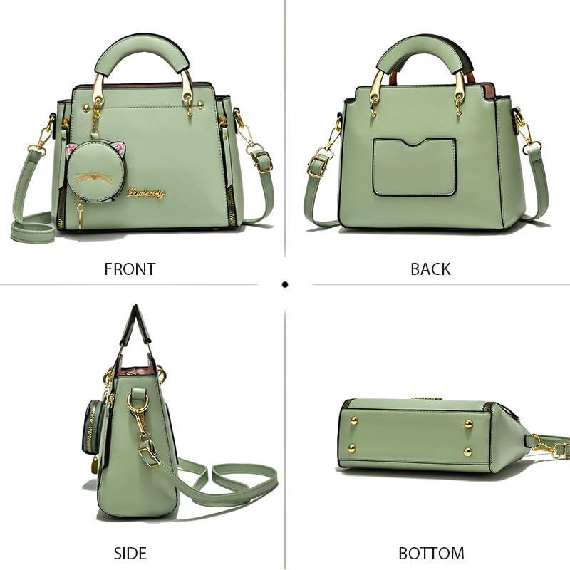 Zibuyu Hand Bag for Women for Daily Use with Cat Ear Pouch and Detachable Strap 24x10x18cm