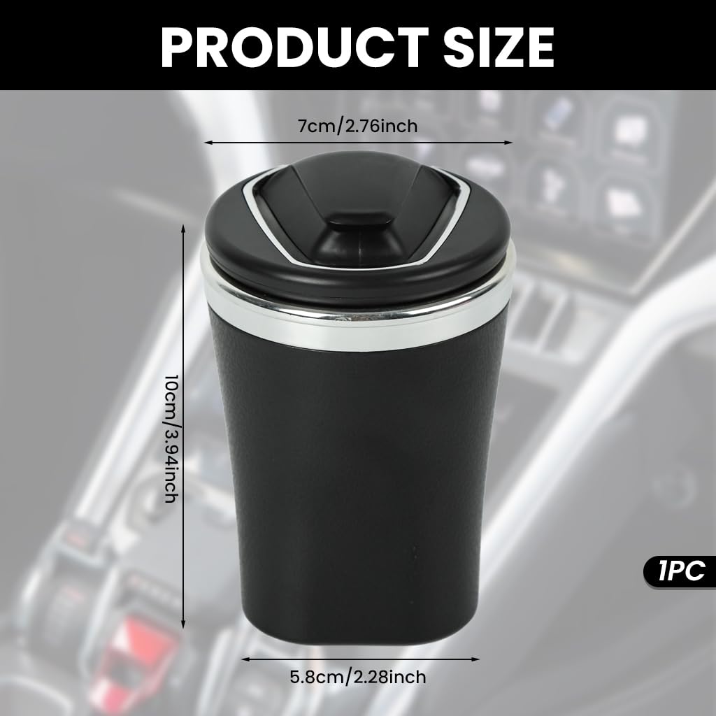 ZIBUYU Car Ashtray with Lid featuring Heat‑Resistant Ceramic Liner for Smoke Control | Fits Most Vehicle Cup Holders