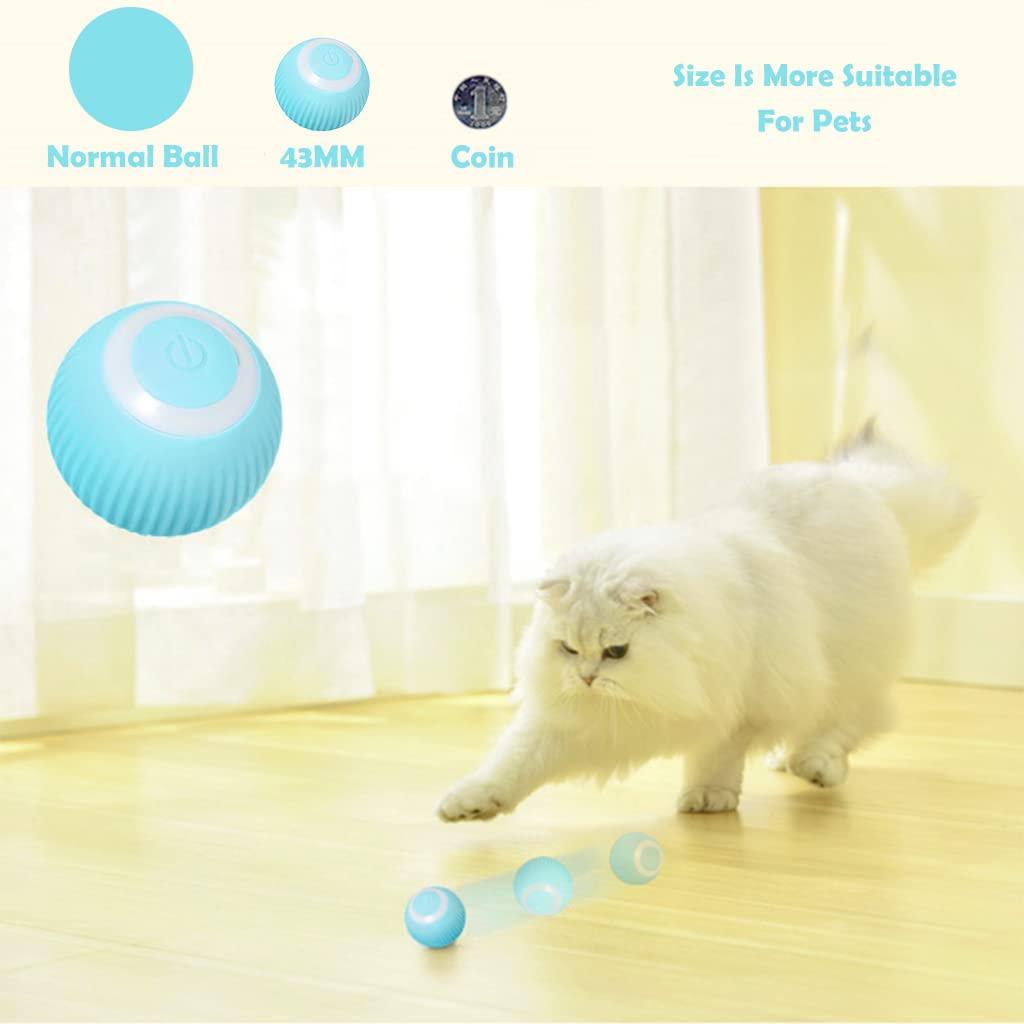 Qpets Smart LED 360¡ã Rotating Cat Toy Ball, Interactive Cat Toys Rechargeable Rotating Ball with LED, Cat Chasing Toy Automatic Rotating Smart Obstacle Avoiding Cat Chasing Toy