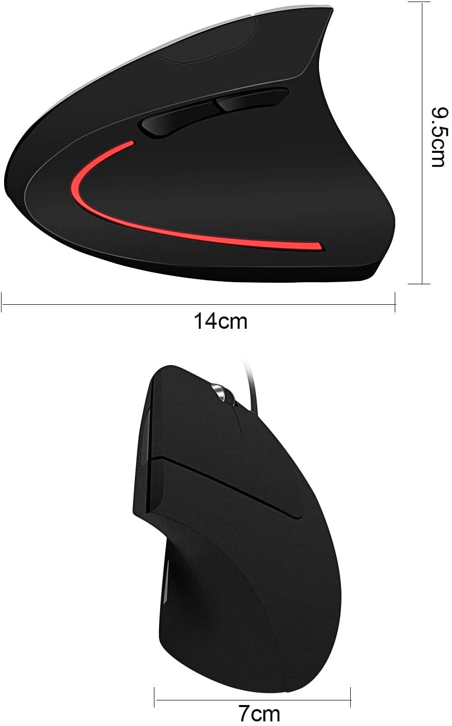 Verilux Wired Vertical Mouse, Optical Ergonomic Mouse with 4 Adjustable DPI 800/1200/2000/3200, 5 Buttons USB Computer Mouse, Better for Large and Medium Sized Hands,for for Mac, PC, Desktop