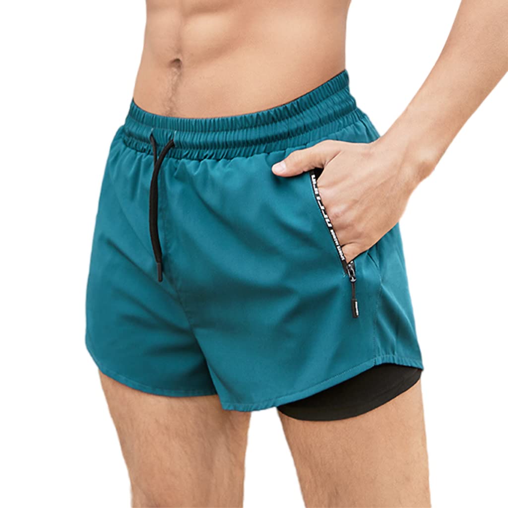 Proberos® Swimming Shorts for Men with Pockets, Elastic Double Layer Swimming Trunk, Quick Dry Breathable Shorts, Multi Functional Sport Shorts, Suit for Swimming Running Outdoor Sports (2XL) Green