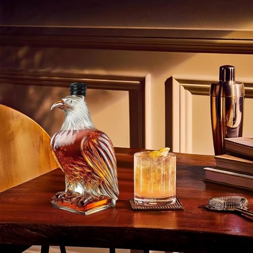 Supvox® Eagle Shaped Whiskey Bottle 350ml Borosilicate Glass Liquor Flask with Cap Elegant Liquor Dispenser for Bar Party Display and Gifting