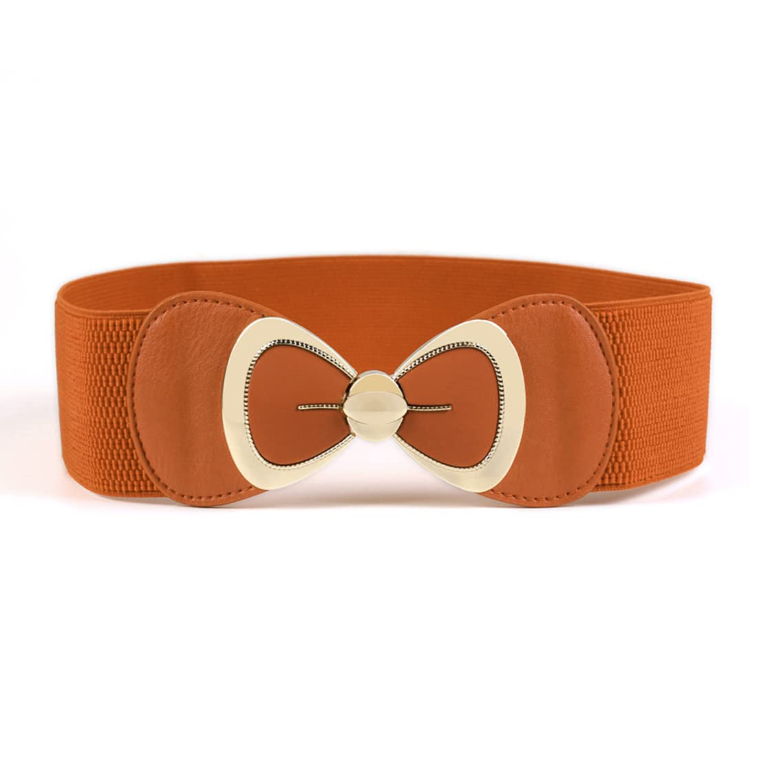 ZIBUYU® Stylish Waist Belts for Women Dresses Girls Waist Belts with Interlocking Buckle Bow Floral Belt for Women, Girls Jeans Belts Elastic Waist Belts for Girls, Women Dress Accessories - Orange